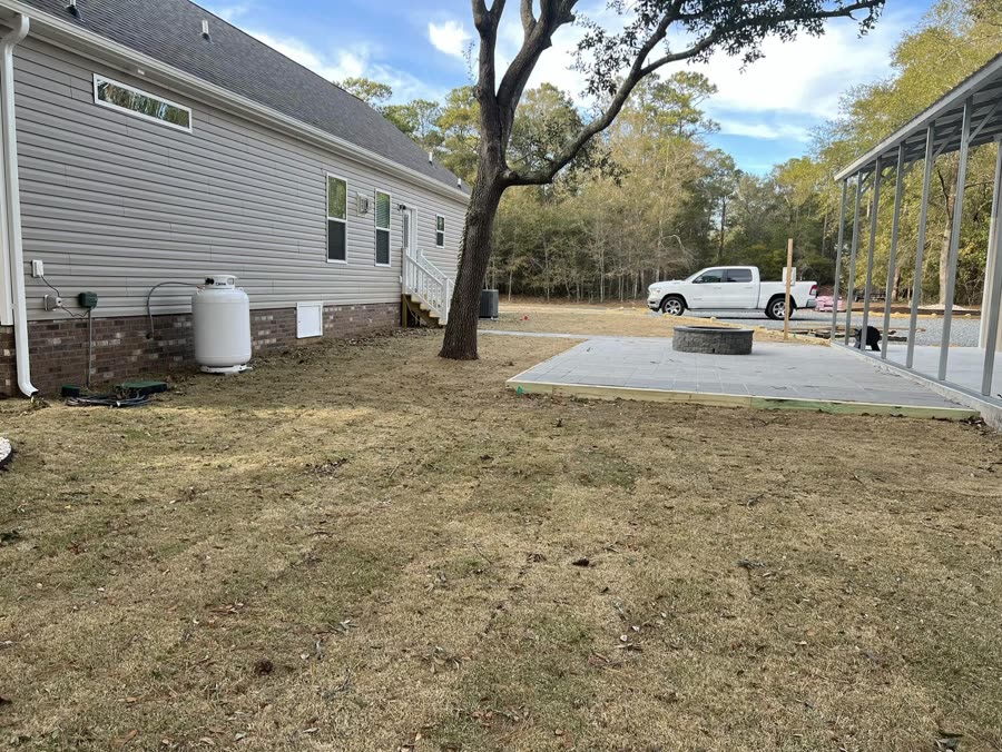 Fresh sod behind a home
