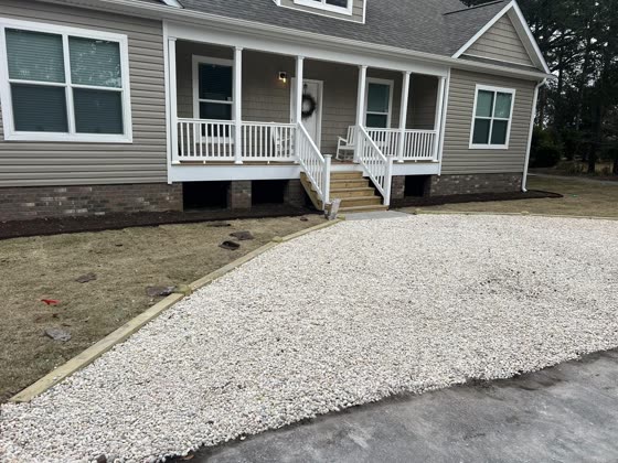 New gravel driveway at a home