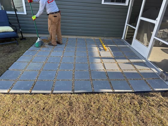 Paver patio with grass joints