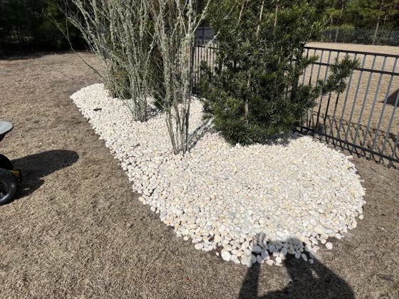 White rock bed around a crepe myrtle